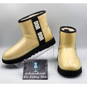 UGG Women's Natural/Black Rubber Classic Galaxy Bling Mini Boot Size 9 3011
